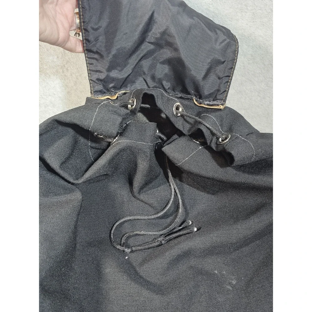 Vintage Jansport Sling Top Load Black Leather Bottom Backpack Large Sz USA Made